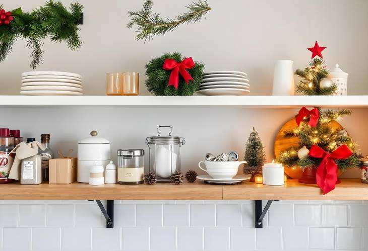 Charming Christmas Kitchen Shelf Delightful Holiday Decor